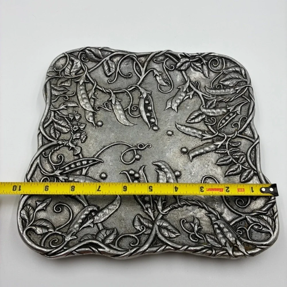 Carson Statesmetal Industries Art Nouveau Pea Pod‎ Trinket Dish Tray Pewter USA